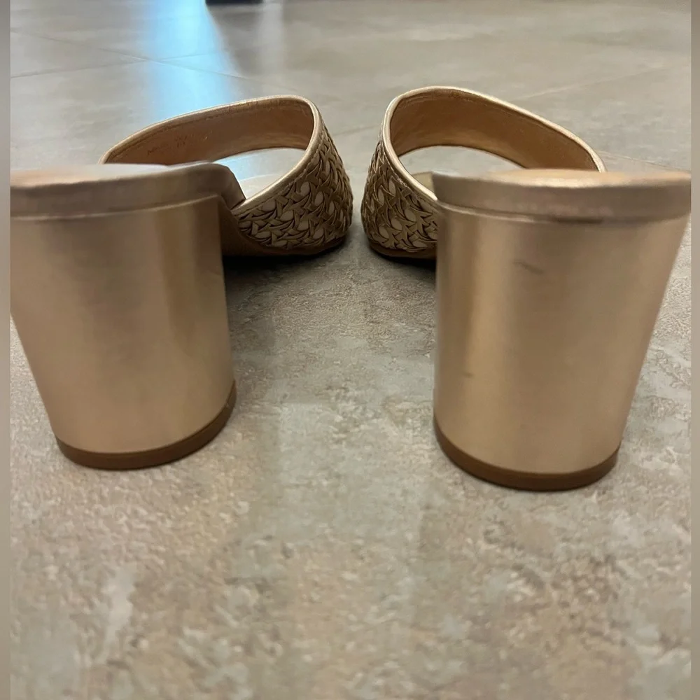 Jack Rogers Women’s Merrain Cane Gold Block Heels Size 9.5 match Lilly Pulitzer - Picture 7 of 9